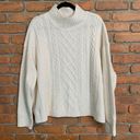 Loft  Women's Mock Turtleneck Cable‎ Knit Oversized Pullover Sweater Ivory Size M Photo 0