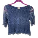 Alya  lace crochet cropped crop top shirt oversized fit medium Photo 3