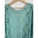 LuLaRoe  Womens Boho Kimono Size Medium Green Floral Lace Sheer Western Frilly Photo 4