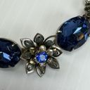 Vintage Blue  Rhinestone Floral Choker Necklace Photo 3