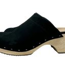 Loft  New Leather Wooden Heel Clogs Black Womens Size 9 Photo 3