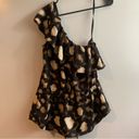 New York & Co. NWT Leopard Print One Shoulder Ruffle Blouse Size M Photo 8