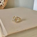 Boutique Gold Bypass Knot Swirl Pave Ring “Croixe” Cross Over Rhinestone Sparkly Femme Jewelry Photo 3