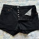 Levi's 501 Black Distressed Denim High Rise Button Fly Cutoff Jean Shorts 31 Photo 1