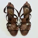 YSL Yves St Laurent Strappy Brown Leather High Heel Stiletto Sandal Shoe Size 38 Photo 1