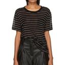 Alexander Wang T by  Womens Pocket Tee Shirt Sz Medium Black Stripe Viscose Linen Photo 10