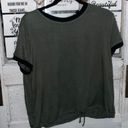 No Bo Nwt  Womens Size XL 15-17 Short Sleeve Olive Green Black Crop Top Shirt new Photo 6