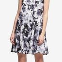 DKNY  Watercolor Floral Sleeveless Jewel Neck Black Gray White Cocktail Dress Photo 0