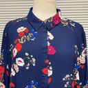 Popsugar  Blue Floral Print Long Sleeve Button Down Blouse Size 1X Photo 1
