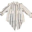 Thread and Supply  button down shirt blouse size large high low white black Photo 1