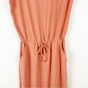 St. John  Peach Elastic Drawstring Waist Side Pocket Cap Sleeves Dress, Size 6 Photo 4