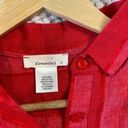 Urban Romantics  Linen Blend Size Small Cropped Button Up Red Boxy Front Pocket Photo 4