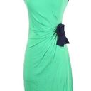 Carole Little  Kelly green and navy ruched tie side dress size small Photo 0