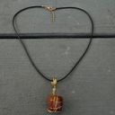 Carnelian Agate Gold Wire Wrapped Stone Pendant Necklace Photo 1