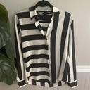 DKNY Women’s  Mixed Striped Button Down Shirt Black White Size XS Photo 2