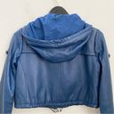 BCBGMAXAZRIA  Blue Cropped Hooded 100% Leather Jacket Size XS Photo 9