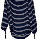 Beach Lunch Lounge Womens Size Small Navy Blue Ivory Striped Nautical Preppy Top Photo 0