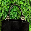 Tommy Hilfiger  Purse Black Corduroy Leather Hand Strap Tote Handbag y2k Photo 7