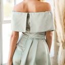 Lulus Sage Green Satin Off-the-Shoulder Mini Dress Photo 2