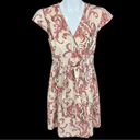 Tommy Hilfiger Paisley Print Surplice Neck Faux Wrap Belted Cotton Dress Medium Photo 2