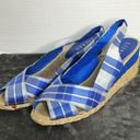 Ralph Lauren Lauren  Womens CAMARA Blue Plaid Wedge Slingback Sandals Size 10 B Photo 3