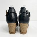 Krass&co G.H. BASS & . Sandal Renae Wedge Heel Strappy Faux Leather Black Women Size 10 Photo 5