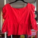 Free People Red Ruffled Blouse Photo 5