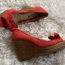 American Eagle New Orange suede peep toes wedge shoes, Size 7 Photo 9