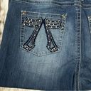 Seven 7 Women Sz 24 Distressed Denim Blue Jean Cropped Capri Leg Zip Embellished Photo 1