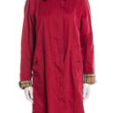 Burberry London Red Single Breasted Nova Check Lined With Flip Cuffs SZ 2 Trench Photo 13