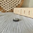 American Vintage Vintage Fine Dotted Leaf Band Ring “Tara” Black Silver Gray Neutral Minimal Simple Jewelry Photo 5