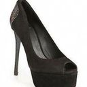 Brian Atwood B  Blayne Black Suede Peep Toe Platform Pumps Women's Size 7 Photo 0