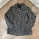 London Fog  Black & White Wool Blend Herringbone Tweed Button Coat ~ Women’s Sz M Photo 10