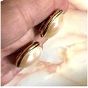 Monet  vintage faux pearl gold tone clip on earrings Photo 5