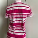 Tommy Hilfiger  medium v-neck pink/magenta striped polo shirt Photo 4