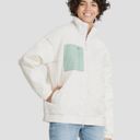 Universal Threads UNIVERSAL THREAD Sherpa Jacket Cream w/ Light Green Pocket Size Small Photo 1