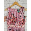 American Vintage VINTAGE Elinor Simmons Malcolm Starr Dress 6 Womens SILKY Pleated Floral Pink Photo 3