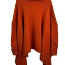 Lou & grey  Wool Blend Burnt Orange Asymmetric Poncho Turtleneck Sweater One Size Photo 1