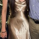 Gold Satin Midi Dress Photo 1