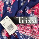 Trixxi  Blue Multicolor Womens Juniors Surplice Printed Romper, Small Photo 5