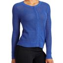 Athleta  Royal Blue Open Knit Zip Sweater Photo 0