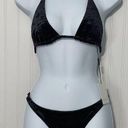 Onyx Shan Velvet Velour Triangle Swim Bikini Set  Black Top & Bottom Size 10 Photo 0