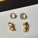 Monet Lot Of 2 Signed  Stud Earrings Gold Tone Pierced Photo 0