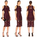 Alexis Evie women’s burgundy cold shoulder lace midi sheath dress size S small Photo 2