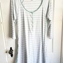 LAKE Pima Cotton Maternity Long Sleeve Striped Nightgown In Celadon Medium M Photo 0