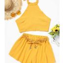 Micas  Two Piece Shorts Set in Mustard Yellow size Small Photo 3