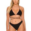 Good American NWT  Black Jacquard Wave Check Tiny Ties Bikini Top Size X-1 Photo 2