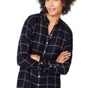 J.Jill Women's  Navy Blue Checker Plaid Blouse Pleated Back L/S Shirt Size Small Photo 0