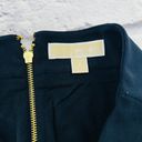 Michael Kors  Gold Zipper Stretch Pencil Skirt Size 4 Navy‎ Blue Knee Length Photo 2