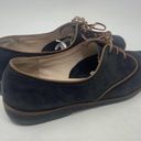 Salvatore Ferragamo  Suede Oxford Lace Up Flats Black Brown Size 7 AA Photo 4